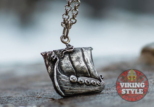 Viking Ship Pendant III - Drakkar, 925 Silver