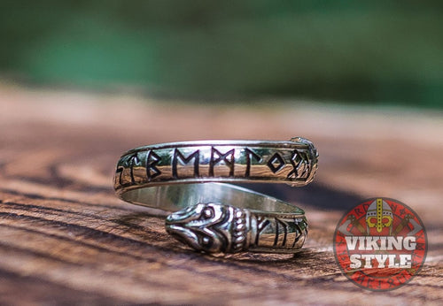 Adjustable Rune Ring - 925 Silver
