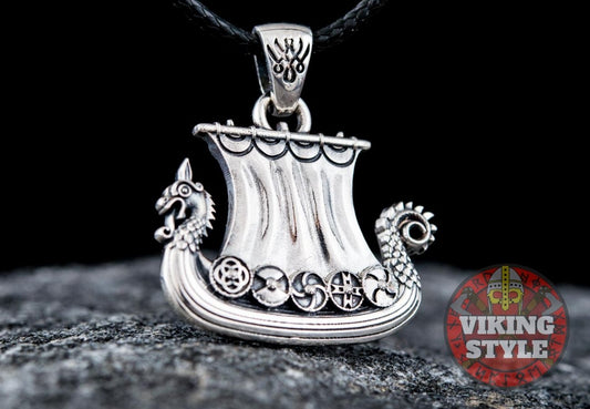 Viking Ship Pendant V - Drakkar, 925 Silver