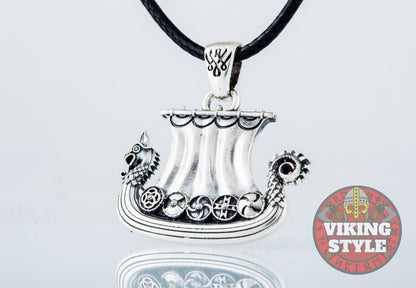 Viking Ship Pendant V - Drakkar, 925 Silver