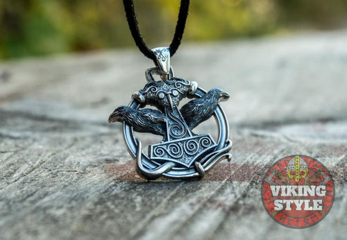 Mjölnir Pendant - Huginn & Muninn, 925 Silver